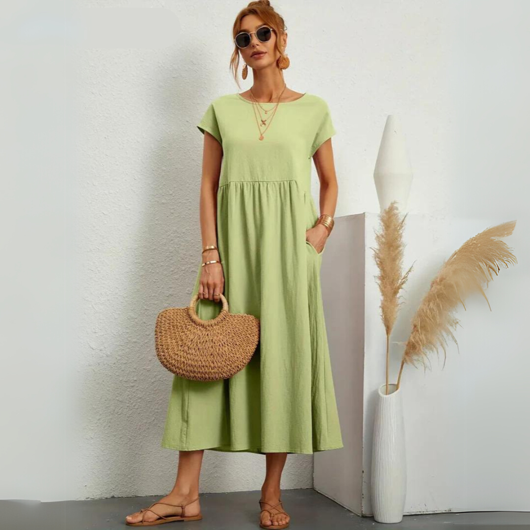 Isla | 100% Pure Cotton Casual Midi Dress