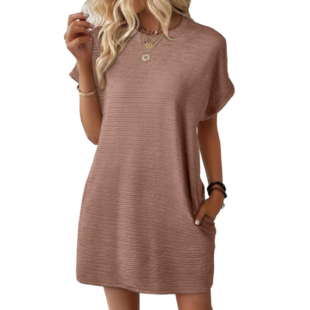 Evasha™ | Casual Minimalist Round Neck Summer Dress