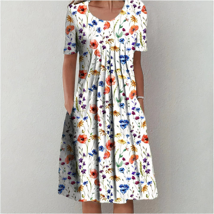 Hanna™ | Floral Midi Dress with Pockets