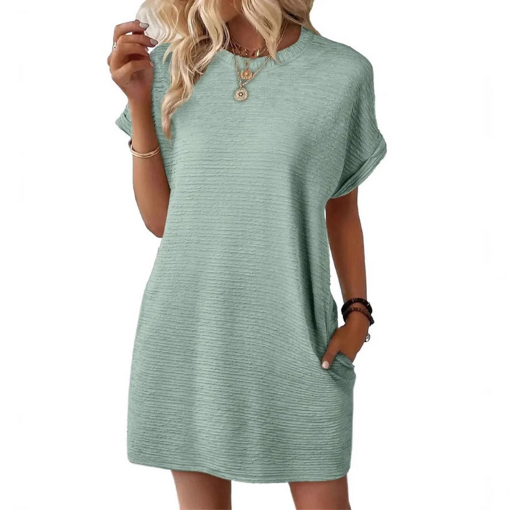 Evasha™ | Casual Minimalist Round Neck Summer Dress