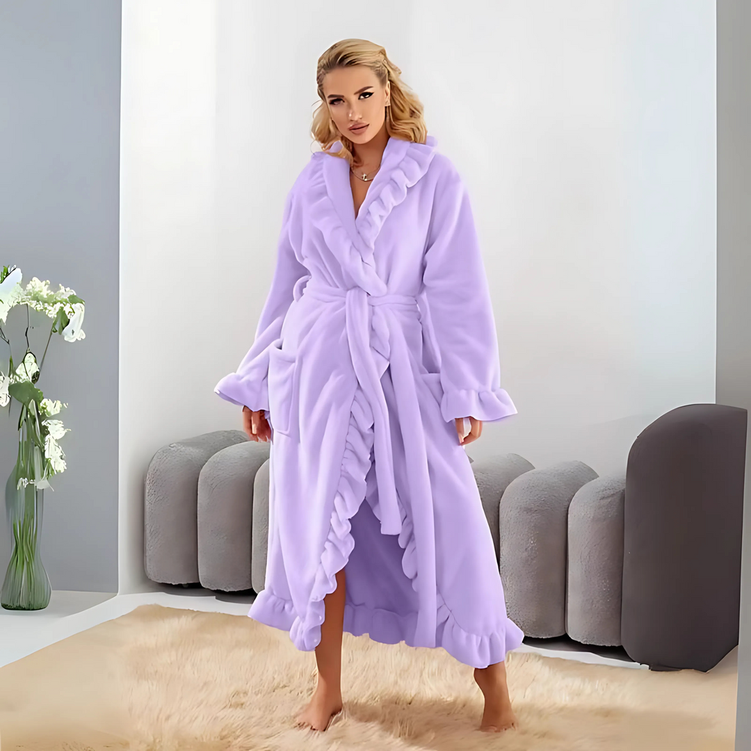 HEXA™ - Classy Ruffle Hem Long Sleeve Robe